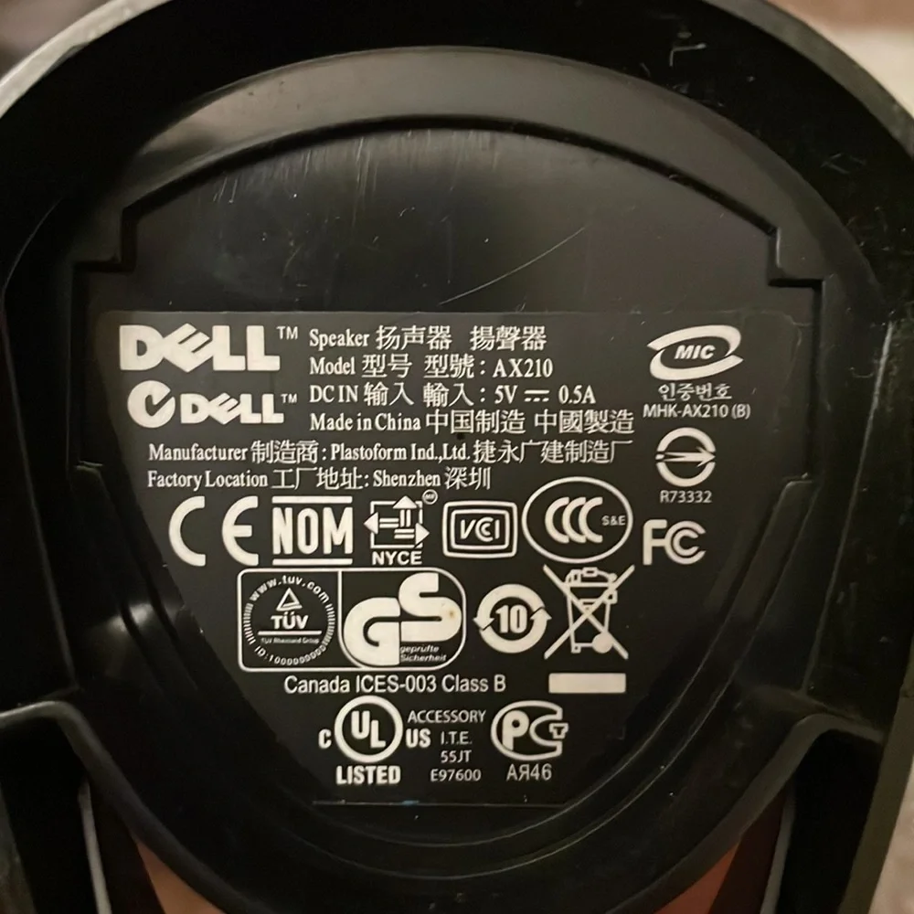 Black Dell Computer Speakers AX 210 5V